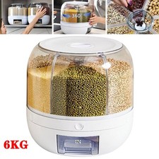 6KG Rotating Food Sealed Storage Container Cereal Dispenser Rice Tank Grain Box