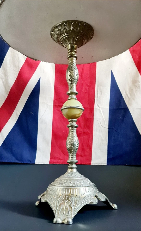 Vintage Round Onyx Look Resin Brass Effect Metal Side Occasional Wine Table  - Image 4 of 4