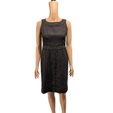 Ann Taylor Size 0P Petite Dark Gray Heathered Wool Silk Career Sheath Work Dress