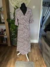 New. White Wrap Dress With Black/Red Animal Print. Size 16. New Look.
