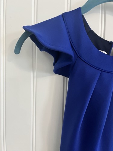 Bonnie Jean Dress Girl Size 16 ROYAL BLUE With Flutter Sleeves With Pocket Flaps - Picture 6 of 10