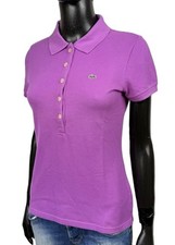 Lacoste Polo Donna Taglia 40  S Fucsia Rosa Slim Fit Cotone Manica Corta Casual