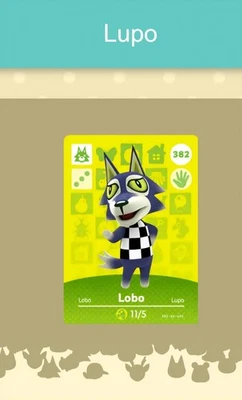 MARKENLOS Animal Crossing Amiibo Nfc Karte weiß #382 Lupo / Lobo