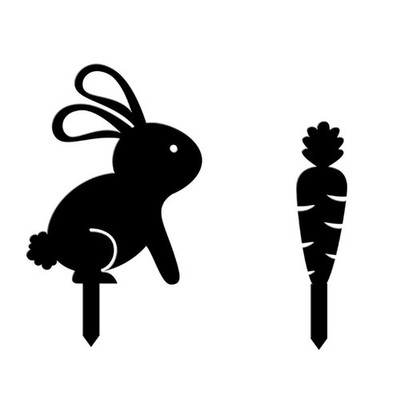 Easter Bunny Carrot Garden Stake Acrylic Decorative Sign Party Decoration Supply