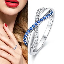 KUNSIR 925 Sterling Silver Infinity Cross Ring For Women Jewelry Gifts Size 7