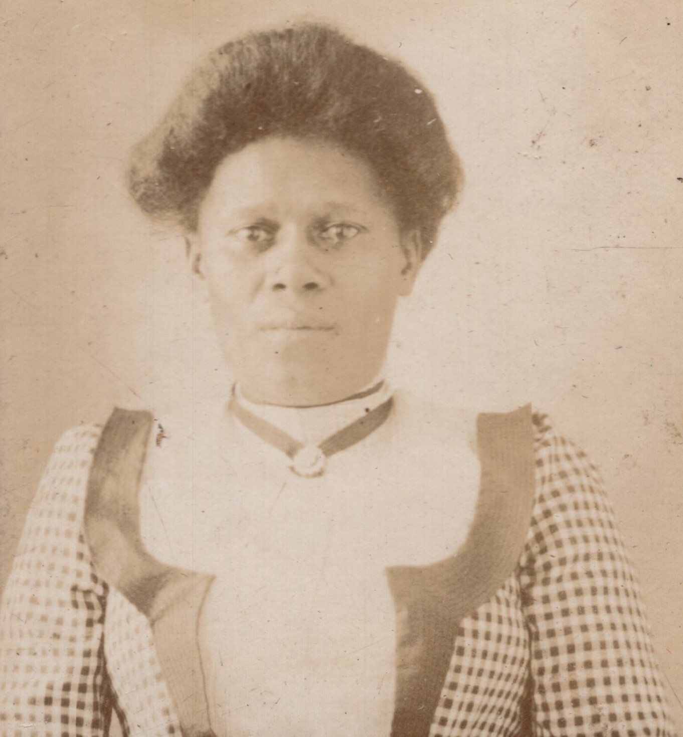 Antique CDV Circa 1890s African American Gorgeous Woman IN Checkered Dress With — additional view