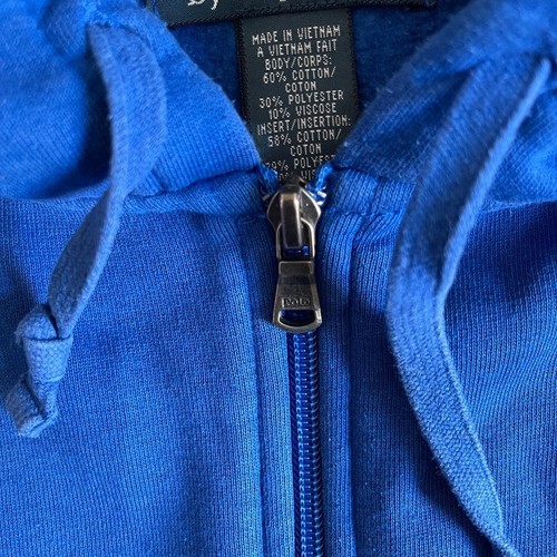 Ralph Lauren felpa con cappuccio uomo blu medio full zip ricamata polo pony misto cotone - Foto 4 di 15
