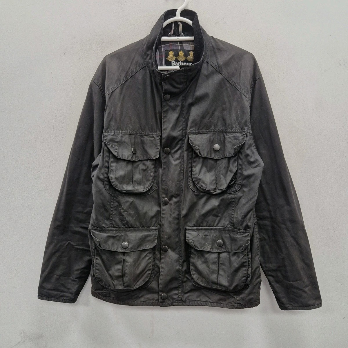 Barbour New Utility Wax Waterproof Black Biker Motorcycle Jacket
