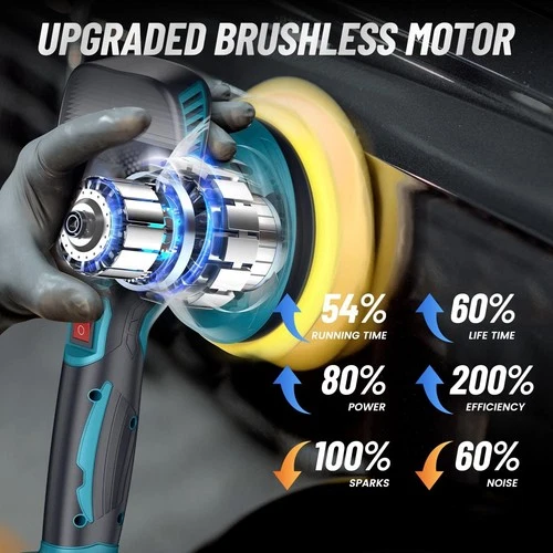 Dual Action Car Polisher Buffer Machine Cordless 6" Sander Polishing Kit Battery image 3