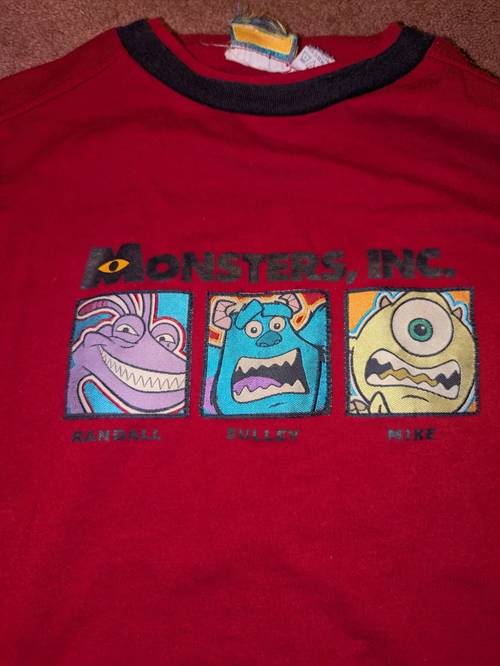 Camisa De Colección Monsters Inc Scare Team Niños Talla 7 Manga Larga Y2K Disney Pixar Foto 2 de 4