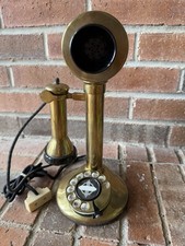 Vtg Candlestick Phone Desk Telephone Antique Parts Automatic Ericsson Brass