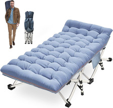 Oversize 79" L X 32" W X 18" H Camping Cot,Camping Bed with Mat