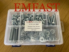 5/16 BSW Hexagon Head Set Screws Assortment c/w Nuts & washers Selection Box Hex