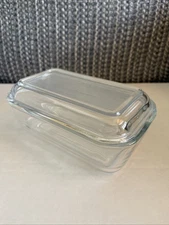Arcoroc France Ribbed Clear Glass Refrigerator Dish Lidded Butter Dish 6.5x4x3