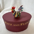 Fitz And Floyd Glass Menagerie Miniature Rooster Figurine, Mini Glass Blown🐔