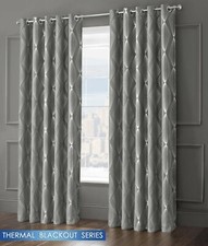 Image of 3 Pass Thermal Ready Made Eyelet Ring Top Foil Light Reducing Blackout Curtains
