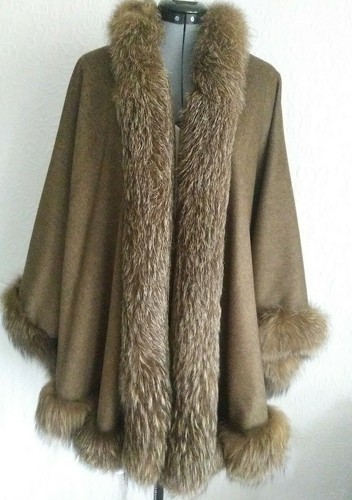 France Fox Trimmed Reversible Cape 
