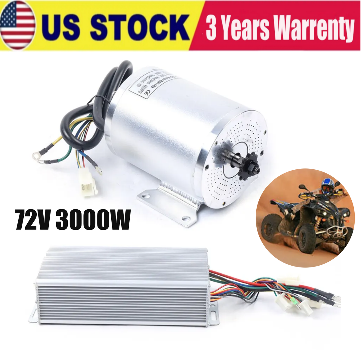 Bldc Sport Man Electric Motor Kit 72V 3000W Electric Brushless DC