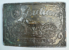 Vintage Brass Indian Motorcycle Scout Laughing Chief 3" Belt Buckle RARE Version