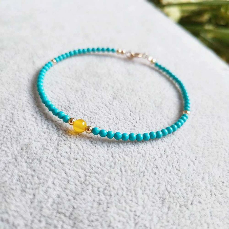 4MM Beautiful Natural Baltic Amber Turquoise Beads Bracelet Dark Matter Glowing - Image 2 of 4