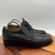 Dino Monti Alpha Shoes Mens 10 AA Black Leather Oxfords Wingtip Brogue Dress
