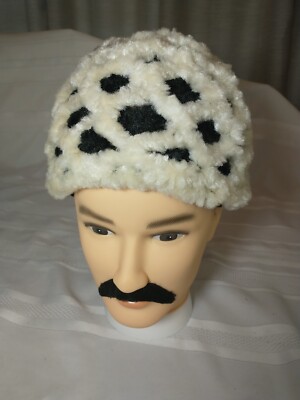 Vintage black white wool hat Vintage 1940s Black White Wool Cap Hat / Film Noir  main image 4