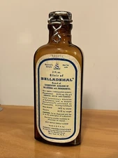 Vintage Amber Glass Medicine Bottle Belladenal Elixir Psychiatric Drug RARE!