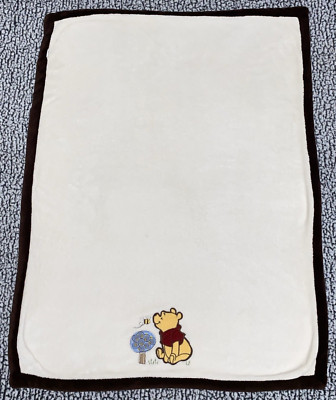 Disney Baby Winnie the Pooh Plush Baby Blanket Blue Brown Bee Tree 2011 Security