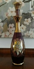 Vintage Venetian Glass Decanter-Italy-decorated with applied flowers & Gild