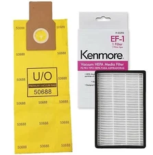12 Kenmore U/O Allergen Bags 50688 + 1 Sears Kenmore EF-1 Filter 20-53295 86889