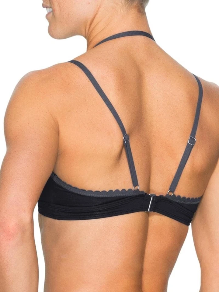 Top de bikini de vieira Athleta Roca Chica talla pequeña 983887 tie dye negro blanco Foto 3 de 4