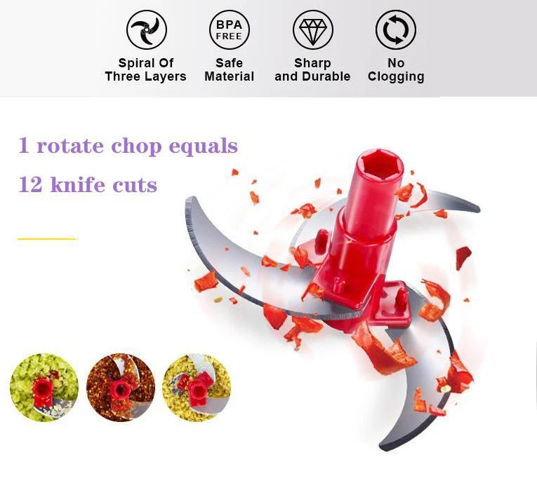 Picadora de alimentos Manivela Procesador de alimentos Picadora rápida de verduras Foto 3 de 4