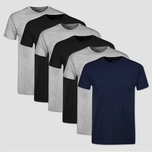 Hanes 6-pack Mens T-Shirt Moisture-Wicking Cotton Crewneck Tees Black, Gray XL - product listing photo