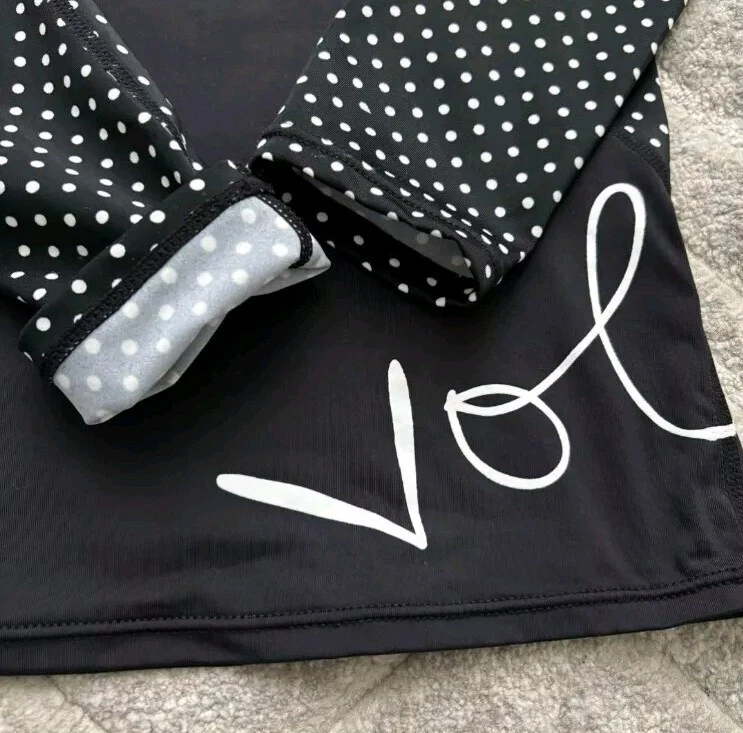 Top de natación surf Volcom UPF negro lunares manga larga para mujer talla S Foto 2 de 4
