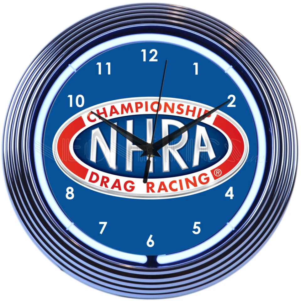 Neonetics 8NHRAC NHRA Hot Rod Drag Racing Licensed 15 Inches Neon Clock