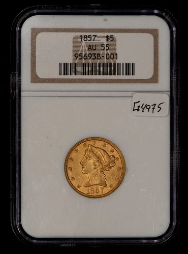 1857 G$5 Liberty Head Gold Half Eagle - NGC AU 55 - SKU-G4975