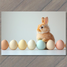 Stampa artistica coniglietto bambino pastello uova di Pasqua minimalista carino stravagante coniglio primaverile