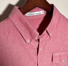 Criquet Button Down Shirt Mens Large Pink Oxford Organic Cotton READ