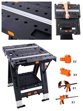 2-in-1 Aluminium Folding Work Table & Sawhorse Portable Workbench Large Load