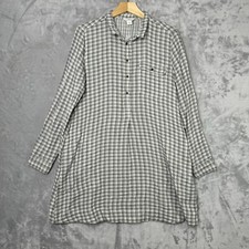 LOFT Outlet Lounge Dress Womens Small Gray Plaid Check Cotton Pockets Casual