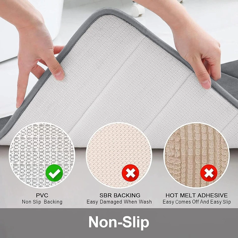 Alfombra de baño de espuma viscoelástica, 47" X 17", alfombras de baño ultra suaves y antideslizantes, agua abatible Foto 3 de 4