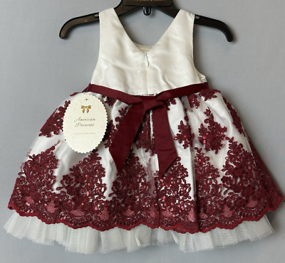 holiday princess dress American Girls 12 Months Red White Floral Sleeveless Nada