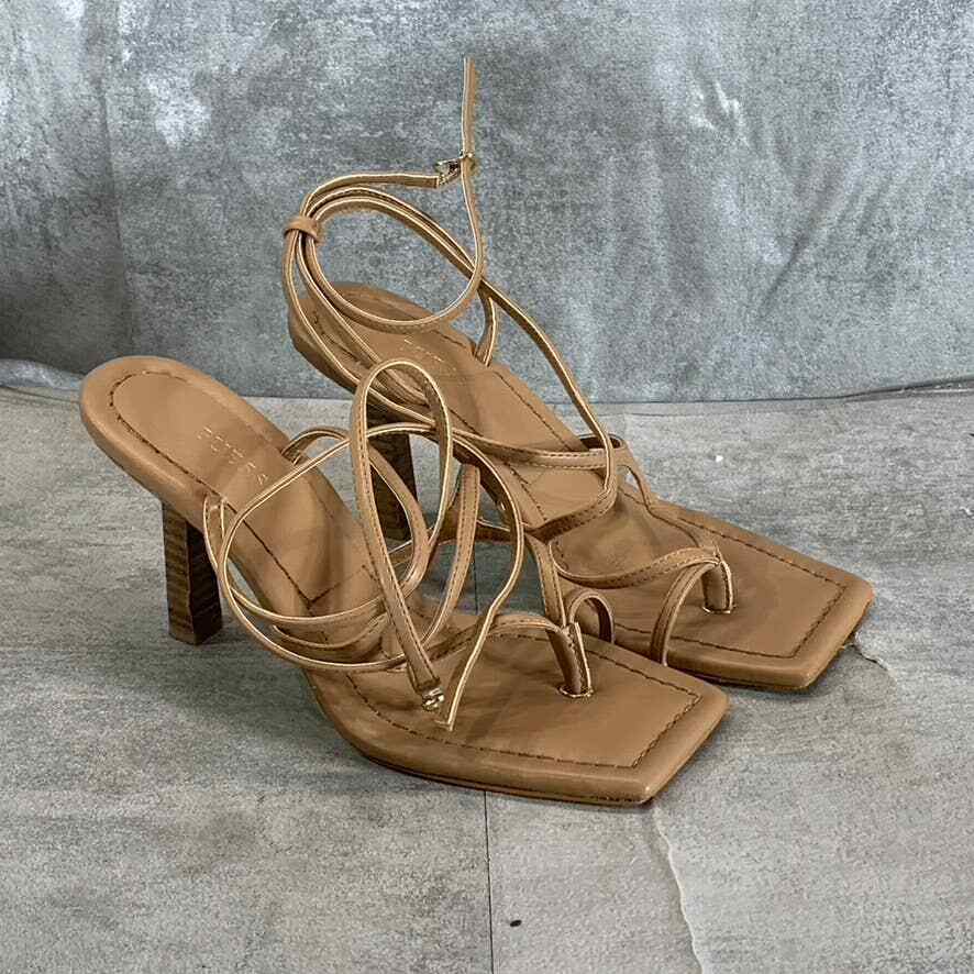 GUESS Women's Medium Brown Leeba Strappy Square-Toe Dress Sandals SZ 7 |  eBay