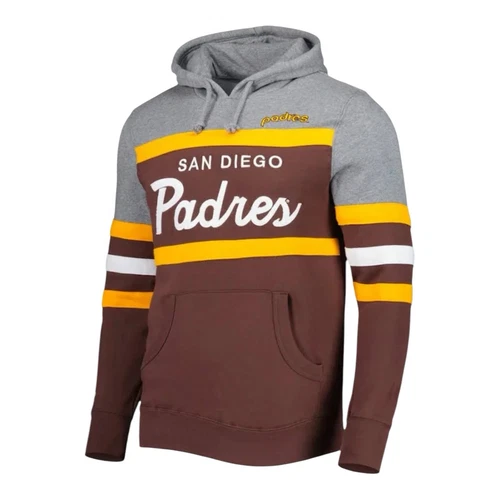 Felpa con cappuccio uomo Mitchell & Ness San Diego Padres marrone e grigio Head Coach taglia 3XL