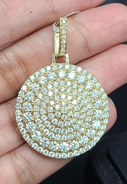 5.50ctw Round Lab Created  Diamonds Medallion Pendant 14K Yellow Gold Plated