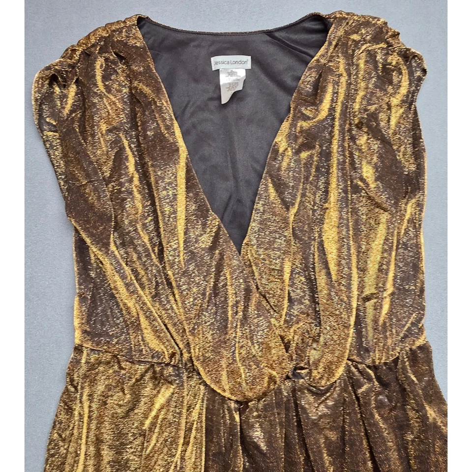 Женское коктейльное платье Jessica London размер 16 металлик золото длина до колена эластичное - Изображение 2 из 4