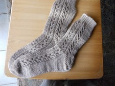 Ręcznie robione skarpetki pończochy rozmiar 39 -41 brązowe beżowe gradient wzór warkoczy