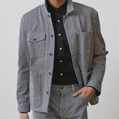 Todd Snyder Railroad Hickory Stripe Carpenter Jacket Sz M-Chore Coat $398-EUC - product listing photo