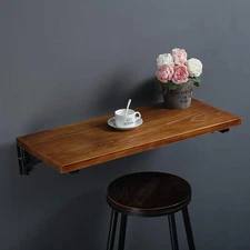 (47" Lx14 W) Industrial Rustic Folding Wall Mounted Workbench Drop Leaf Table...