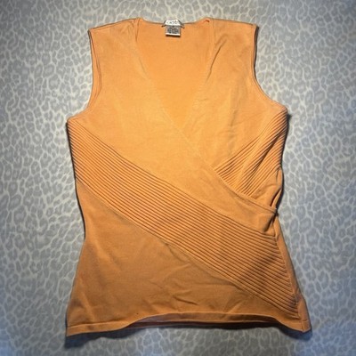 Vintage Cache Knit Orange V Neck Wrap Tank Medium 